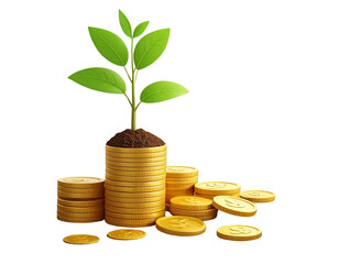 _3d minimal financial growth concept. business growth. a pile of coins with a small tr