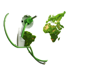 3d minimal global warming concept. green energy. power plug and power outlet. 3d illu