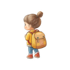 child with backpack hand drawn illustration