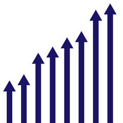 Growth chart with upward trending arrows isolated on transparent background