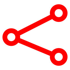 Red share icon isolated on transparent background