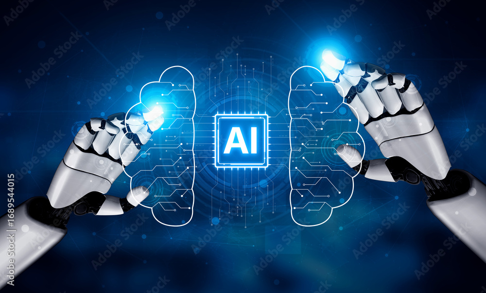 Aufkleber ai brain processes big data with generative ai, llms, and machine learning to support business decis