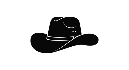 a black cowboy hat with white band and shadow details