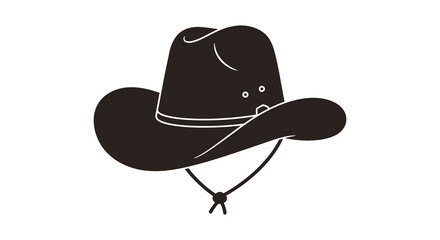 a classic cowboy hat with chin strap and decorative band