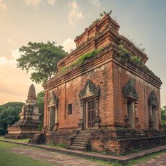 Obraz premium Old thailand vintage / ancient building create by red brick