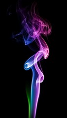 Fototapeta premium Colorful smoke swirls against a black background