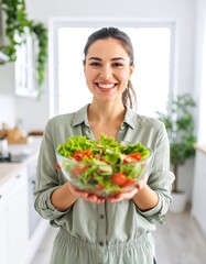 Woman holding a salad bowl