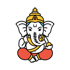Colorful Line Art Vector Illustration of Lord Ganesha