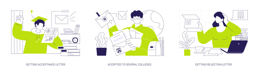 College admission isolated cartoon vector illustrations se
