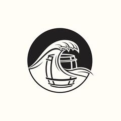 Barrel wave icon logo flat vector design
