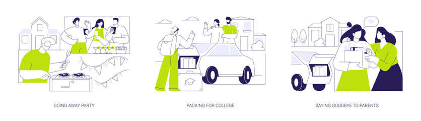 Leaving to campus isolated cartoon vector illustrations se