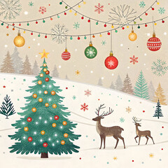 Naklejka premium Merry christmas wallpaper design