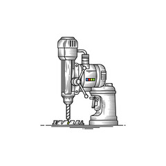 Drill machine icon logo flat vector design