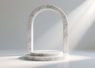 Marble podium with arch isolated on white background