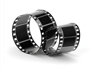 Captivating vintage film reel gracefully curves, symbolizing cinema, memories, and classic storytelling.