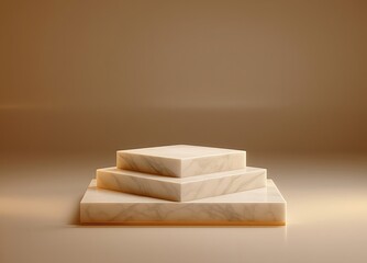 Marble pedestal on brown background
