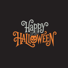 vector of happy halloween text with black background