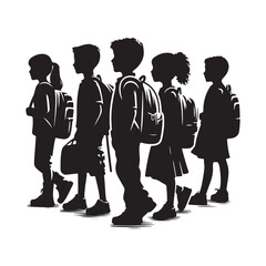 school kids with backpacks vector idea illustration