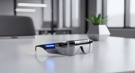 Smart Glasses On A Desk In A Modern Office Environment