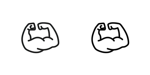 Obraz premium Simple black and white cartoon muscle icon
