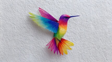 Colorful hummingbird art print, rainbow bird illustration, vibrant nature decor
