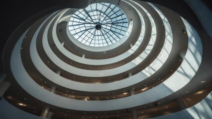 Spiraling interior of a modern building