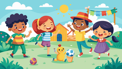 kids playing and entertaining moments vector