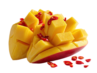 Mango chunks with red chili peppers