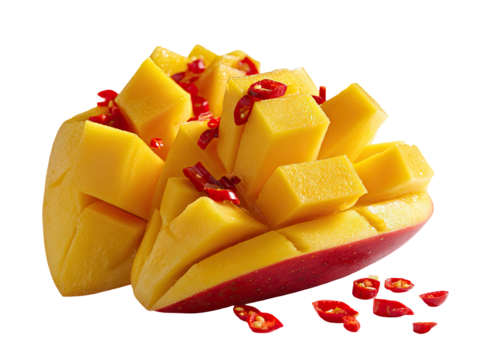 Mango chunks with red chili peppers