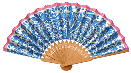 Ornate hand fan with floral design