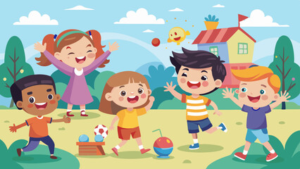 kids playing and entertaining moments vector