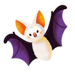 Flying bat clipart for Halloween-themed designs and decorations. isolated transparent background.