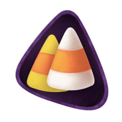 Candy corn Halloween treat icon illustration. isolated transparent background.