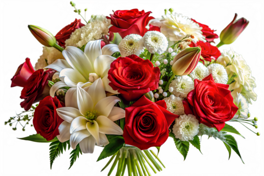 Elegant Bouquet of Red and White Flowers A Stunning Floral Arrangement Perfect for Any Occasion, With Close-up Details