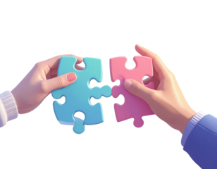 3d minimal problem solving concept. teamwork collaboration concept. A jigsaw puzzle