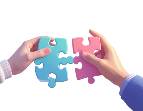 3d minimal problem solving concept. teamwork collaboration concept. A jigsaw puzzle