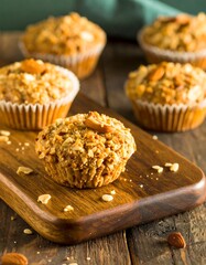 Muffins on Wooden Board