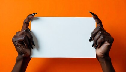 Blank white halloween card with pumpkins and spiders. Poster invitation mockup, perfect for seasonal promotions, invitations, or festive mockups, created with generative ai