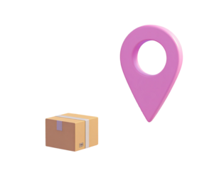 3d minimal product delivery. Parcels transportation. Location marker. Location icon b 