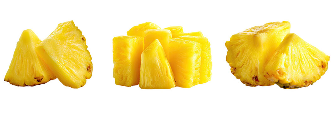 Sliced pineapple in three sections