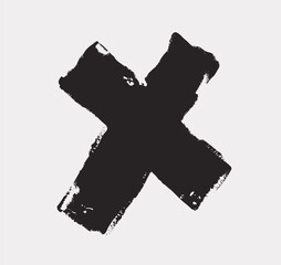 Cartoon vector illustration of hand drawn a cancel cross as a metaphor for rejection, denial, and opposition