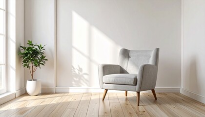Minimalist living room corner with armchair