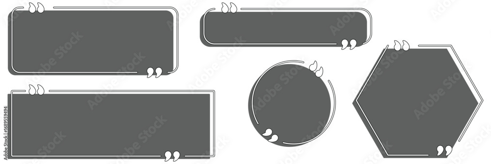 Poster quote box frame set. texting quote boxes. templates of texting black line quote frames for definitio