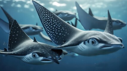 Naklejka premium Stingrays swimming in the ocean