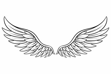 Fototapeta premium Angel Wings Vector Illustration – Detailed Feathered Wing Design for Tattoos and Logos