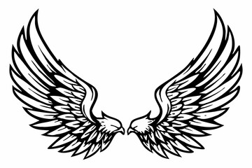 Angel Wings Vector Illustration – Detailed Feathered Wing Design for Tattoos and Logos