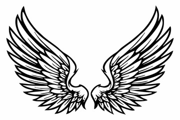 Angel Wings Vector Illustration – Detailed Feathered Wing Design for Tattoos and Logos