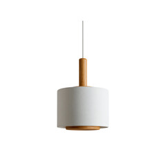 Modern White and Wood Pendant Lamp, Minimalist Interior Lighting Fixture
