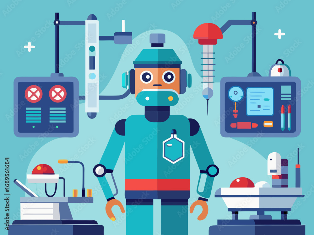 Poster futuristic robot in a laboratory setting science technology