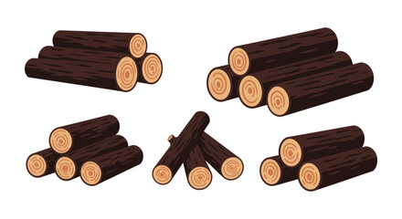 stacks of wooden logs neatly arranged in groups